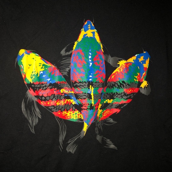 Adidas Originals Koi Fish Trefoil Mens T Shirt Black Multicolor Colorful Size s - Picture 2 of 5